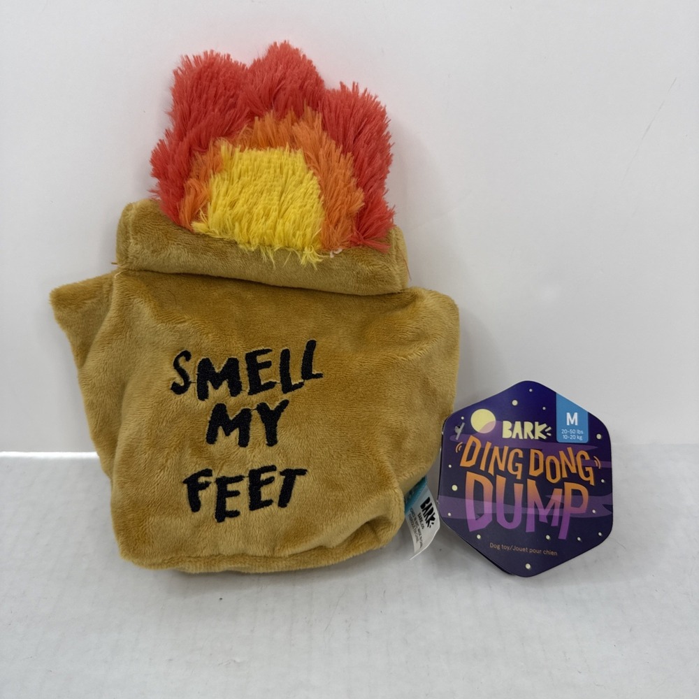 NEW Bark Box Ding Dong Dump Dog Toy Halloween Medium Size Smell My Feet 7"